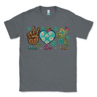 Charcoal Heather peace love cross Classic Tee - NancyCooperArtShop