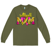 Army Green Softball Mom Breast Cancer Long Sleeve Tee - BundleAndBundleShop