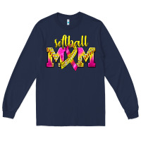 Navy Softball Mom Breast Cancer Long Sleeve Tee - BundleAndBundleShop