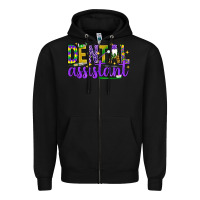 Black Mardi Gras Dental Assistant Zipper Hoodie - NancyCooperArtShop