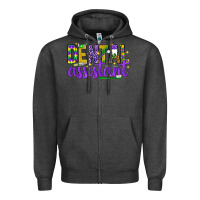 Charcoal Heather Mardi Gras Dental Assistant Zipper Hoodie - NancyCooperArtShop