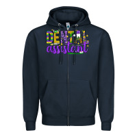 Navy Mardi Gras Dental Assistant Zipper Hoodie - NancyCooperArtShop