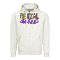 Oatmeal Heather Mardi Gras Dental Assistant Zipper Hoodie - NancyCooperArtShop