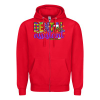 Red Mardi Gras Dental Assistant Zipper Hoodie - NancyCooperArtShop