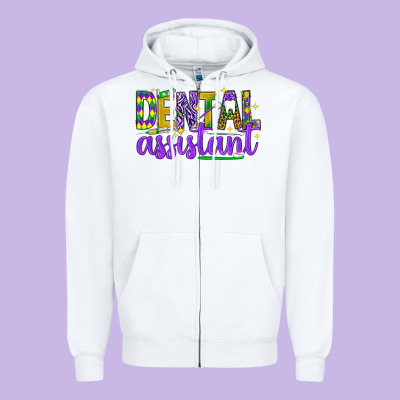 Mardi Gras Dental Assistant Zipper Hoodie Designed By Nancycooperartshop