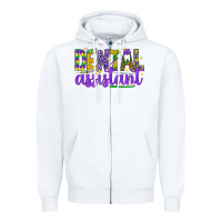 White Mardi Gras Dental Assistant Zipper Hoodie - NancyCooperArtShop