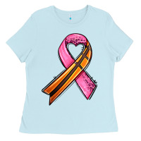 Baby Blue breast cancer sport ribbons Ladies Tee - AdoDesignShop
