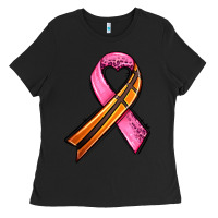 Black breast cancer sport ribbons Ladies Tee - AdoDesignShop