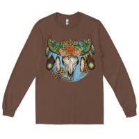 Chestnut floral feather bull skull Long Sleeve Tee - JahusDesignShop
