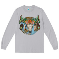 Moon Dust floral feather bull skull Long Sleeve Tee - JahusDesignShop