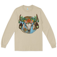 Mushroom floral feather bull skull Long Sleeve Tee - JahusDesignShop