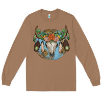 Toasted Coconut floral feather bull skull Long Sleeve Tee - JahusDesignShop