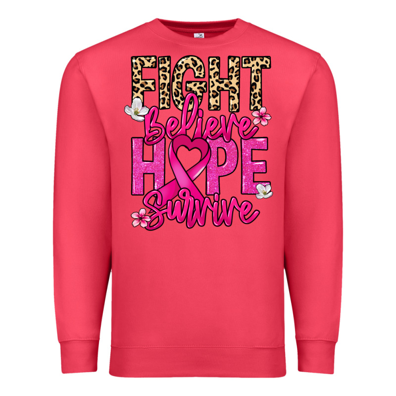 Fight Believe Hope Survive Cancer Awareness Premium Sweatshirt by HowdyJamesFarm | Teevron