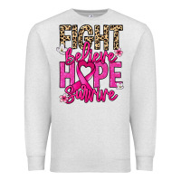 Oatmeal Heather Fight believe hope survive Cancer Awareness Premium Sweatshirt - HowdyJamesFarm