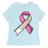 Baby Blue breast cancer sport ribbons Ladies Tee - AdoDesignShop