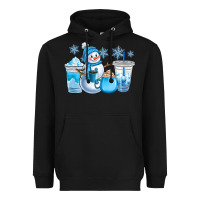 Winter Snowman Coffee Cups Heavyweight Hoodie | Teevron