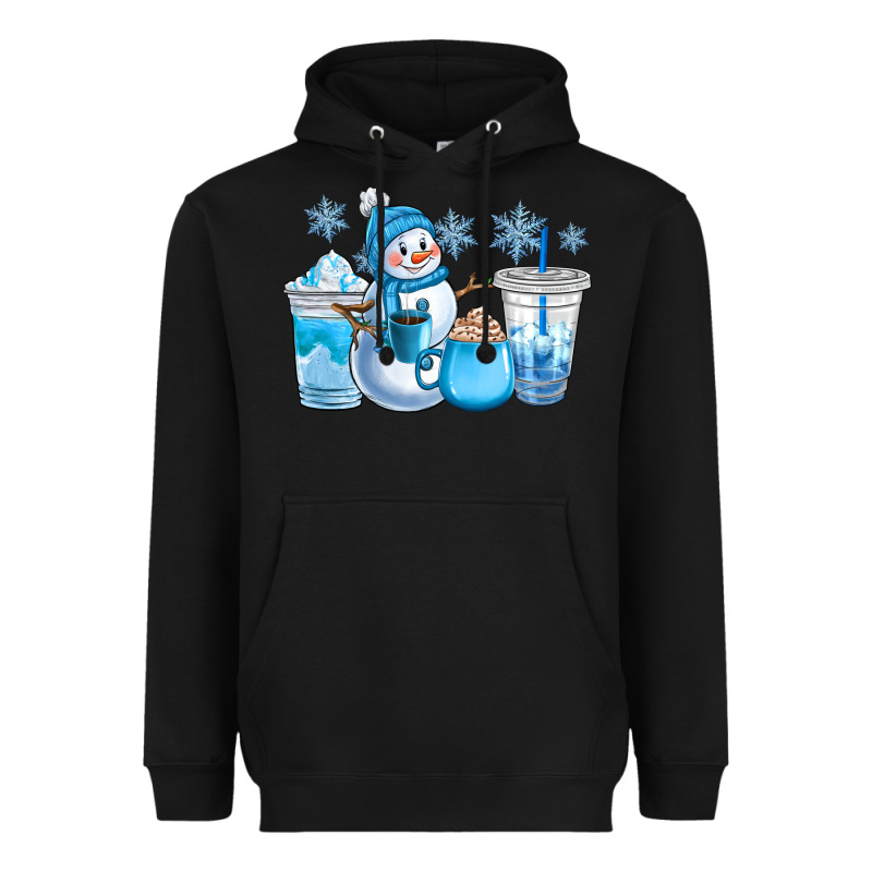 Winter Snowman Coffee Cups Heavyweight Hoodie by CowGirlArtShop | Teevron