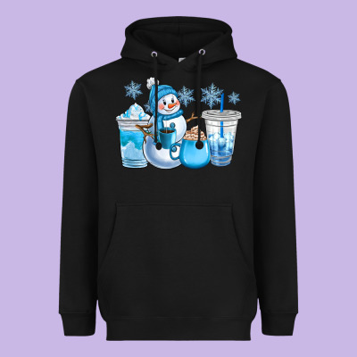 Winter Snowman Coffee Cups Heavyweight Hoodie Designed By Cowgirlartshop