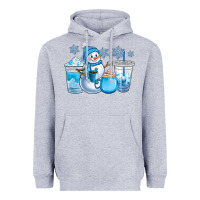 Heather Grey winter snowman coffee cups Heavyweight Hoodie - CowGirlArtShop