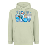 Matcha winter snowman coffee cups Heavyweight Hoodie - CowGirlArtShop