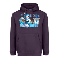 Plum winter snowman coffee cups Heavyweight Hoodie - CowGirlArtShop