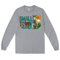 Heather Grey Small Town Mama With Sheeps Long Sleeve Tee - BundleAndBundleShop