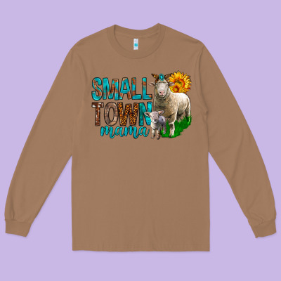 Small Town Mama With Sheeps Long Sleeve Tee Designed By Bundleandbundleshop