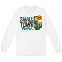 White Small Town Mama With Sheeps Long Sleeve Tee - BundleAndBundleShop