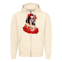 Sandshell Mexicana Skull Girl with Roses Zipper Hoodie - texasbilliewilder