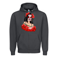 Smoke Mexicana Skull Girl with Roses Zipper Hoodie - texasbilliewilder