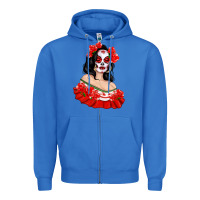 True Royal Mexicana Skull Girl with Roses Zipper Hoodie - texasbilliewilder