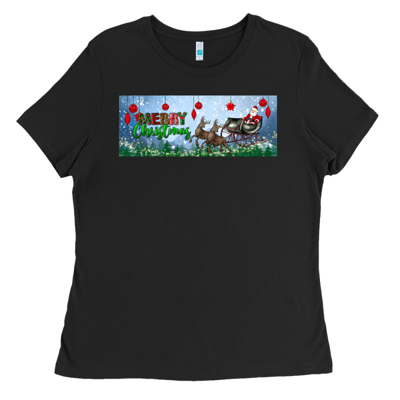 Merry Christmas With Santa Sleigh Ladies Tee by BundleAndBundleShop | Teevron