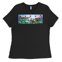 Black merry christmas with santa sleigh Ladies Tee - BundleAndBundleShop