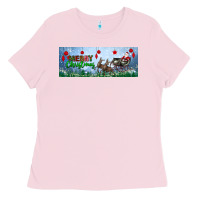 Bubblegum Pink merry christmas with santa sleigh Ladies Tee - BundleAndBundleShop