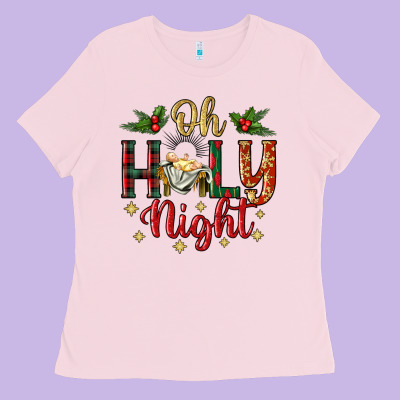 Oh Holy Night Ladies Tee Designed By Bundleandbundleshop
