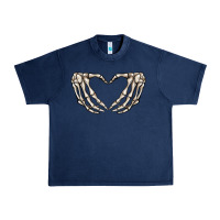 Navy skeleton heart Urban Heavy Tee - MaliasSmallBusiness