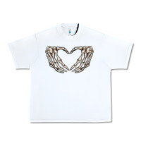 White skeleton heart Urban Heavy Tee - MaliasSmallBusiness