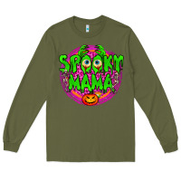 Army Green Spooky Mama Long Sleeve Tee - BundleAndBundleShop