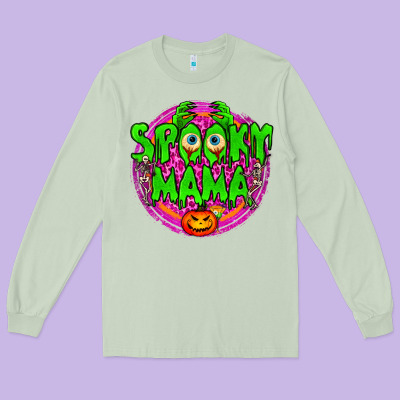 Spooky Mama Long Sleeve Tee Designed By Bundleandbundleshop