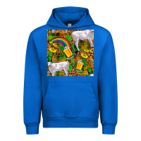 Cobalt St. Patricks Cow With Rainbow And Beer Seamless Urban Hoodie - FaDigitalArtStudio