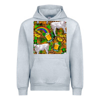 Heather Grey St. Patricks Cow With Rainbow And Beer Seamless Urban Hoodie - FaDigitalArtStudio