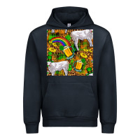 Navy St. Patricks Cow With Rainbow And Beer Seamless Urban Hoodie - FaDigitalArtStudio