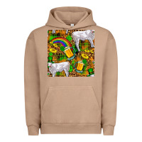 Pigment Burro St. Patricks Cow With Rainbow And Beer Seamless Urban Hoodie - FaDigitalArtStudio