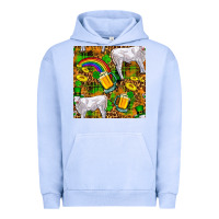 Pigment Grape Ice St. Patricks Cow With Rainbow And Beer Seamless Urban Hoodie - FaDigitalArtStudio
