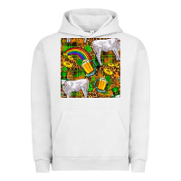 Pigment Lunar Rock St. Patricks Cow With Rainbow And Beer Seamless Urban Hoodie - FaDigitalArtStudio