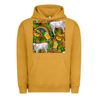 Pigment Peanut Butter St. Patricks Cow With Rainbow And Beer Seamless Urban Hoodie - FaDigitalArtStudio