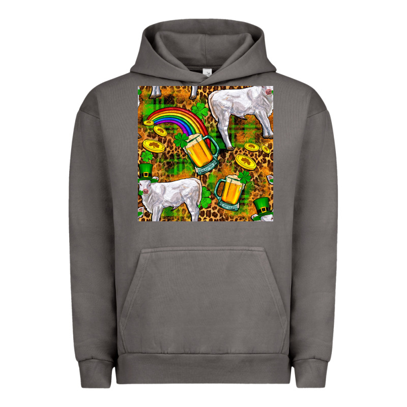 St. Patricks Cow With Rainbow And Beer Seamless Urban Hoodie by FaDigitalArtStudio | Teevron