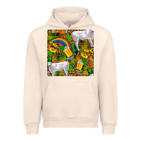 Sandshell St. Patricks Cow With Rainbow And Beer Seamless Urban Hoodie - FaDigitalArtStudio