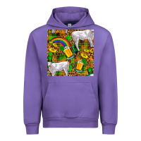 Tulip St. Patricks Cow With Rainbow And Beer Seamless Urban Hoodie - FaDigitalArtStudio