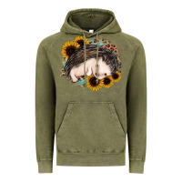 Vintage Olive sleeping hedgehog sunflower leopard Vintage Hoodie - Jasminsmagicworld